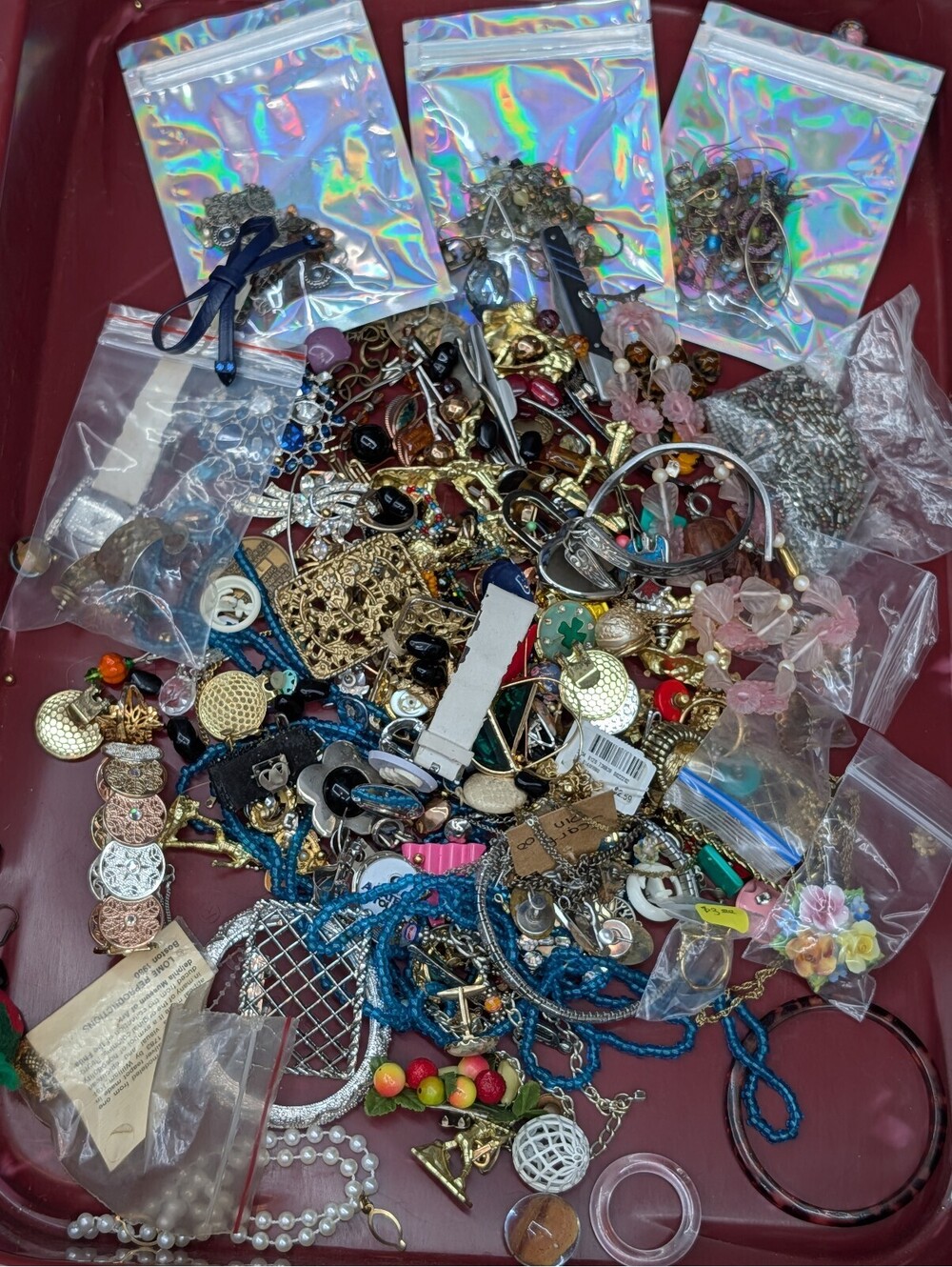 Vintage-Now Jewelry Lot Mystery Box Wearable Craft Repair Resell Mixed Metals